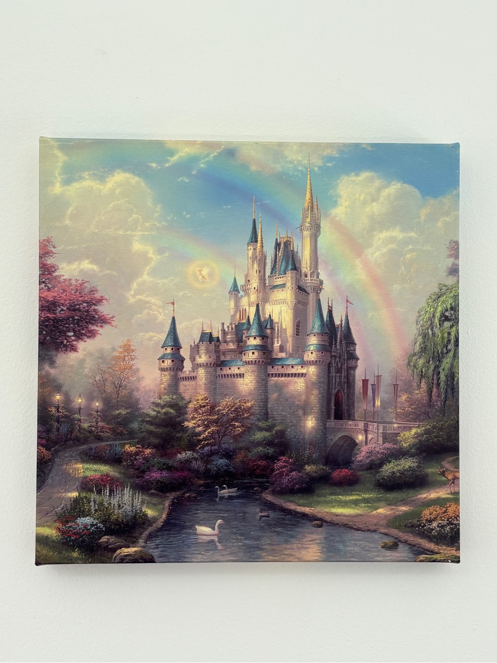 Thomas Kinkade A New Day at Cinderella Castle 14x14 Canvas COA Disney